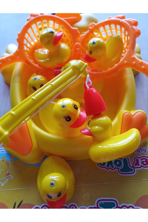 Ördek Yakalama Oyunu 11 Parça Mıknatıslı Balık Olta Oyuncak Set - Havuz Banyo Oyuncağı - 4