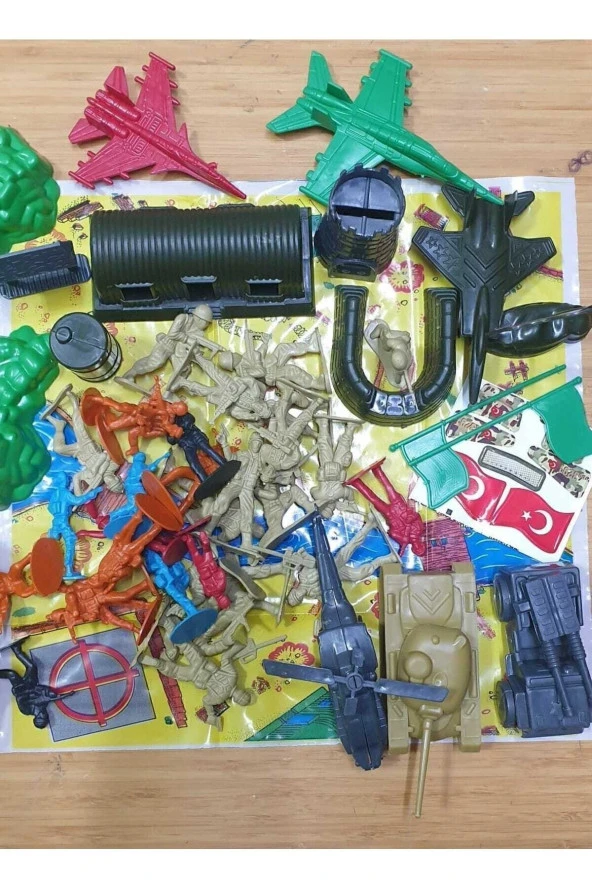 Tank Asker Set Oyun Halısı 49 Parça 2 Paket Birden Komando Uçak Kale Helikopter Oyuncak - 4