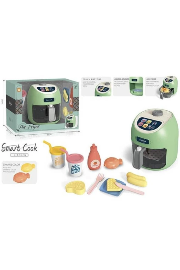 Dokunmatik Airfryer Fritöz Set Renk Değiştiren Gıdalar Aksesuarlı Oyun Seti - 2