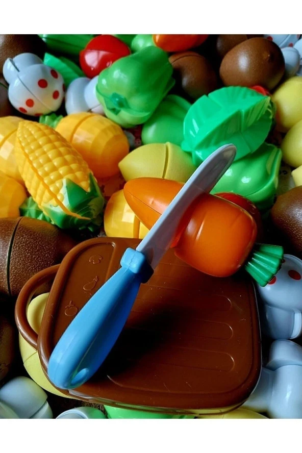 Meyve Sebze Kesilen Oyuncak Mutfak Karışık 24 Parça Kivi Havuç Limon Mısır Biber Çilek - 2