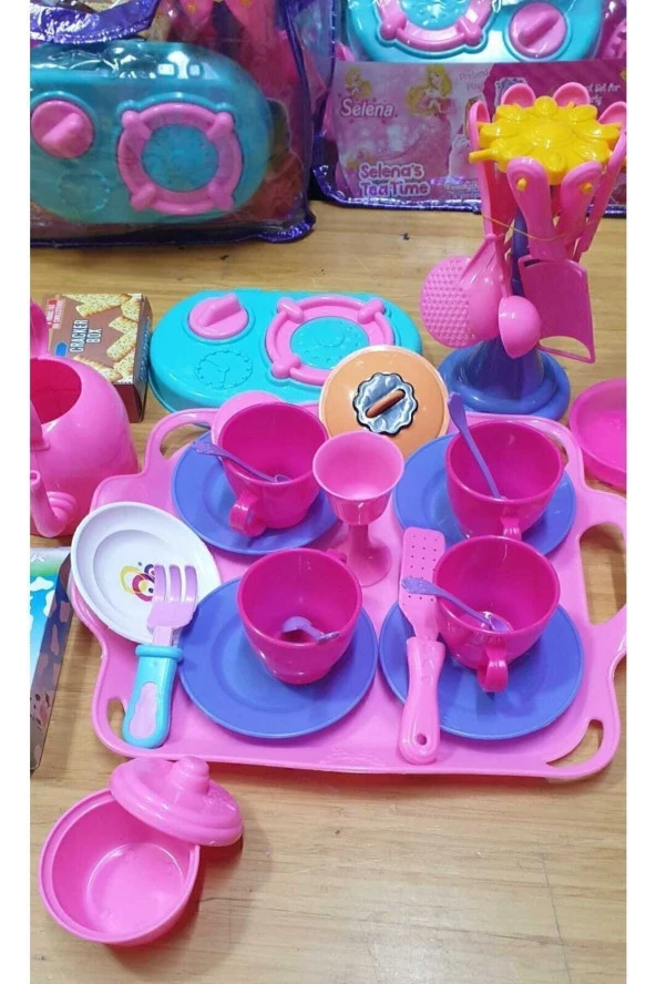 Oyuncak Çantalı Çay Takımı Mutfak Eşyası 30 Parça Tepsili Fincan Çaydanlık - 2