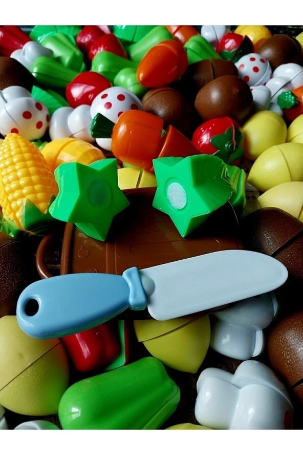 Meyve Sebze Kesilen Oyuncak Mutfak Karışık 24 Parça Kivi Havuç Limon Mısır Biber Çilek - 3