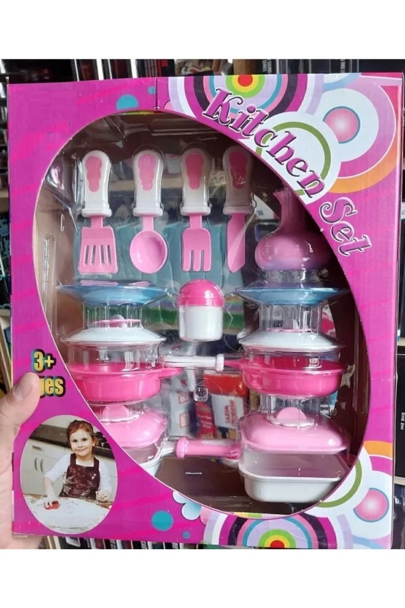 Mutfak Kutulu Set 16 Parça Oyuncak Tava Tencere Çatal Bıcak Tuzluk Tabak Yağlık - 3