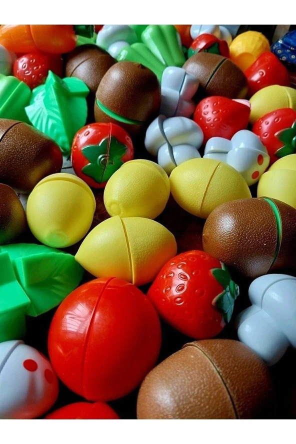 Meyve Sebze Kesilen Oyuncak Mutfak Karışık 24 Parça Kivi Havuç Limon Mısır Biber Çilek - 4