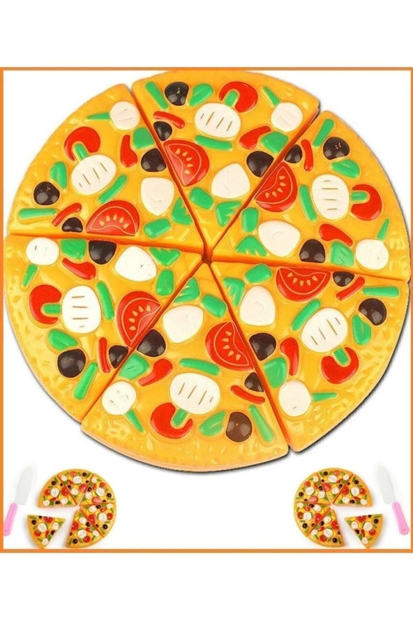 Tepsi Pizza Kesilen Meyve Sebze Dondurma Bisküvi Pasta Kesme Tahtalı 25 Parça Evcilik Oyuncak - 4