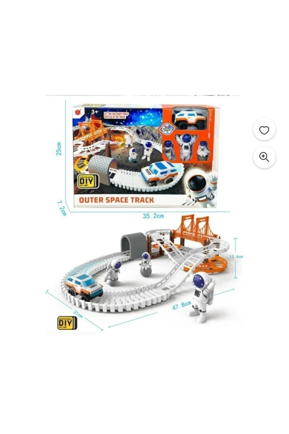 Oyuncak Uzay Pist Astronot Arabası 15 Parça Space Toys & Pilli Uzay Aracı Astronotlu Araba Seti - 2