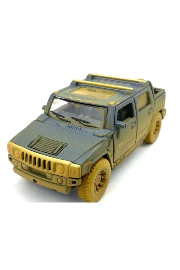 2005 Hummer H2 Sut (çamur Desenli) - Çek Bırak 5inch. Lisanslı Model Araba, Oyuncak Araba 1:40