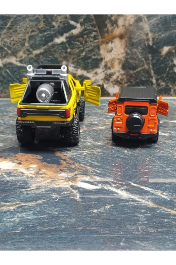 2 Araçlı Set Metal Sesli Ford-150 Jeep Kamyonet Oyuncak Model Landrover Arazi Pickup Jip - Resim 2
