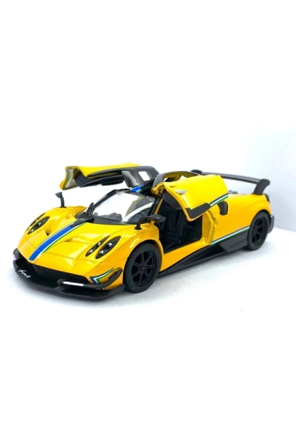 2016 Pagani Huayra Bc (şeritli) - Çek Bırak 5inch. Lisanslı Model Araba, Oyuncak Araba 1:38