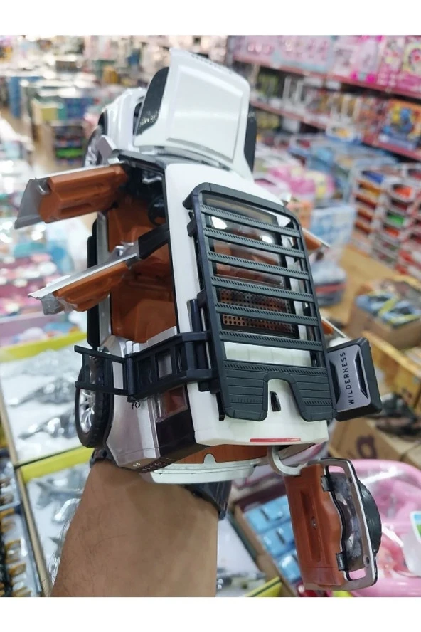 Defender Arazi Diecast Jip 22x9cm Metal 1.24 Koleksıyon Model Araba 6 Kapı Açılır Işık Ses Far Stop - 4