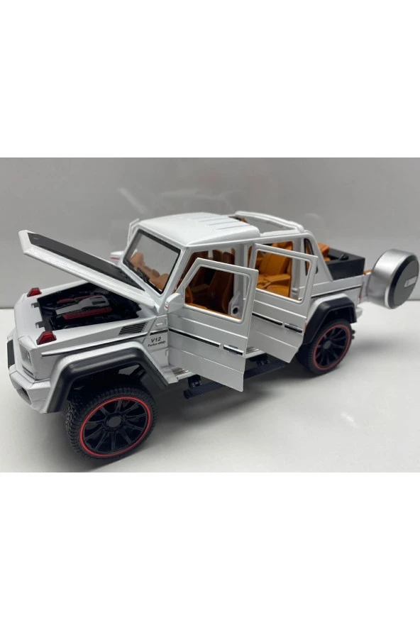 Mercedes G Diecast Büyük Metal Model Araba 1:22 Sesli Işıklı Kaput Bagaj Kapılar Açılabilen Jip