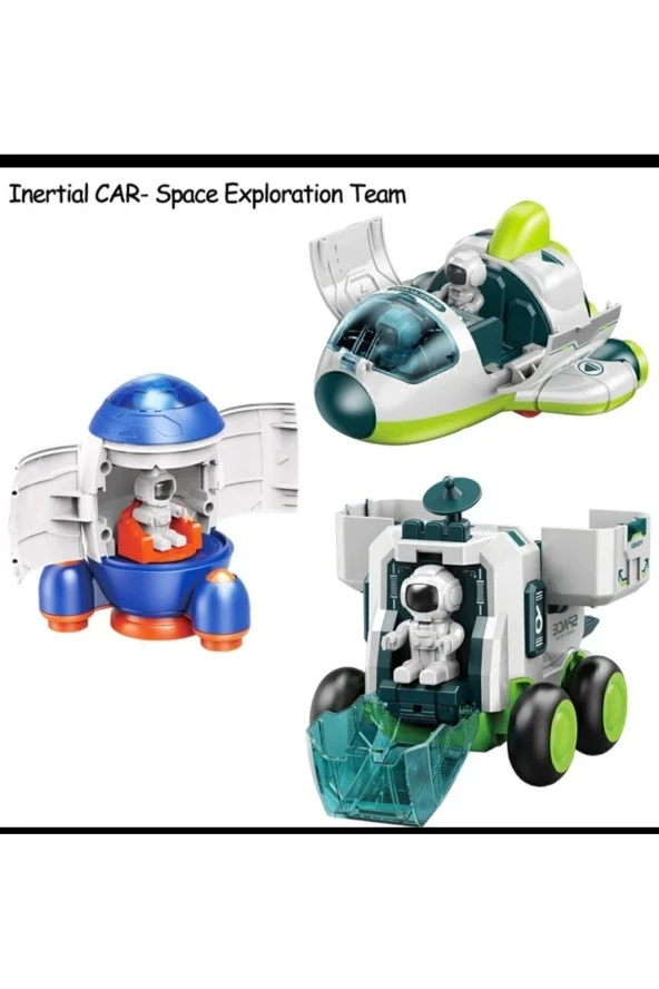 Oyuncak Astronot Uzay Mekiği 6 Parça Set, Roket & Mekik & Uzay Aracı 3 Araç, 3 Astronot