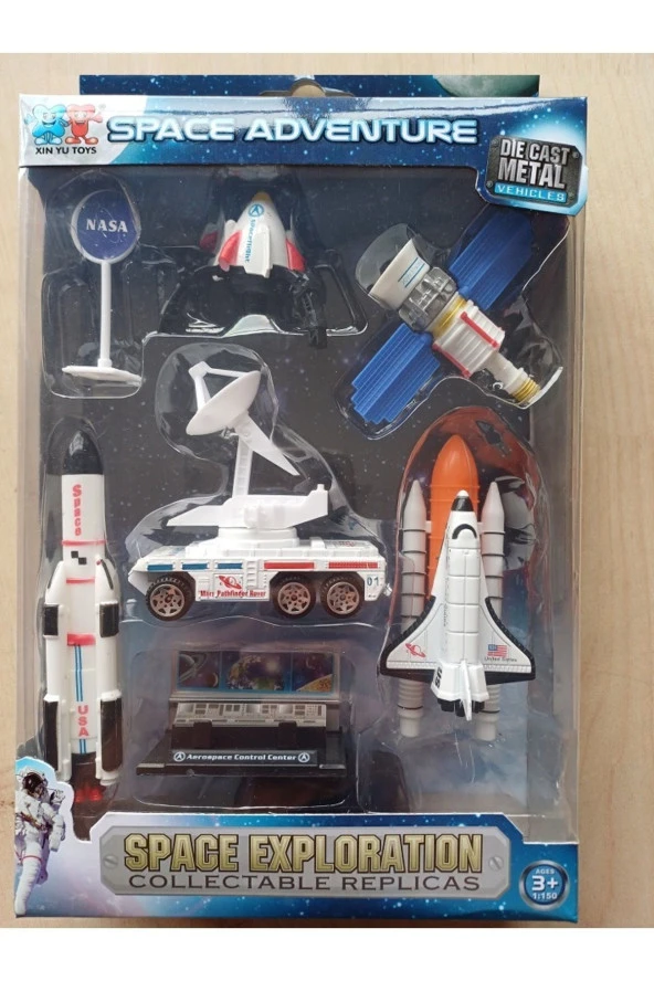 Uzay Mekiği 7 Parça Ay Aracı NASA Uydu Astronot Oyuncak Füze Roket Rampa
