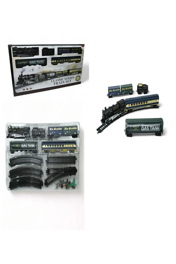 Oyuncak Tren 33 Parça Işıklı - Sesli Classic Lokomotif Büyük Tren Raylı Set