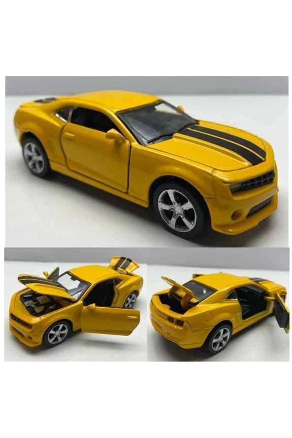 Camaro Metal Oyuncak Araba Chevrolet Kaput Bagaj Kapı Açılır Çek Bırak Diecast Model Araç 12Cm