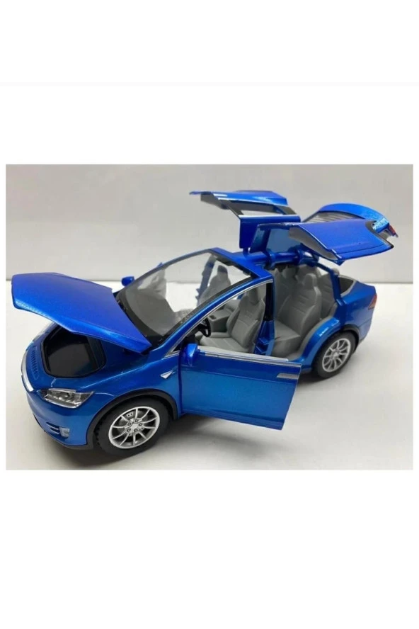 Oyuncak Tesla Araba Die Cast Model Metal Koleksiyon 21 cm Araç Sesli Çek Bırak Demir Araba