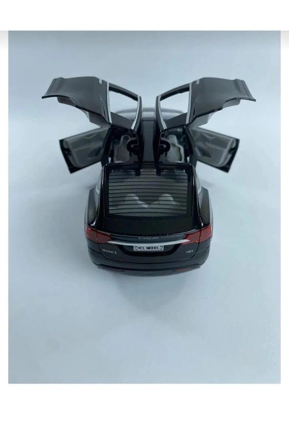 Oyuncak Tesla Araba Die Cast Model Metal Koleksiyon 21 cm Araç Sesli Çek Bırak Demir Araba - 3
