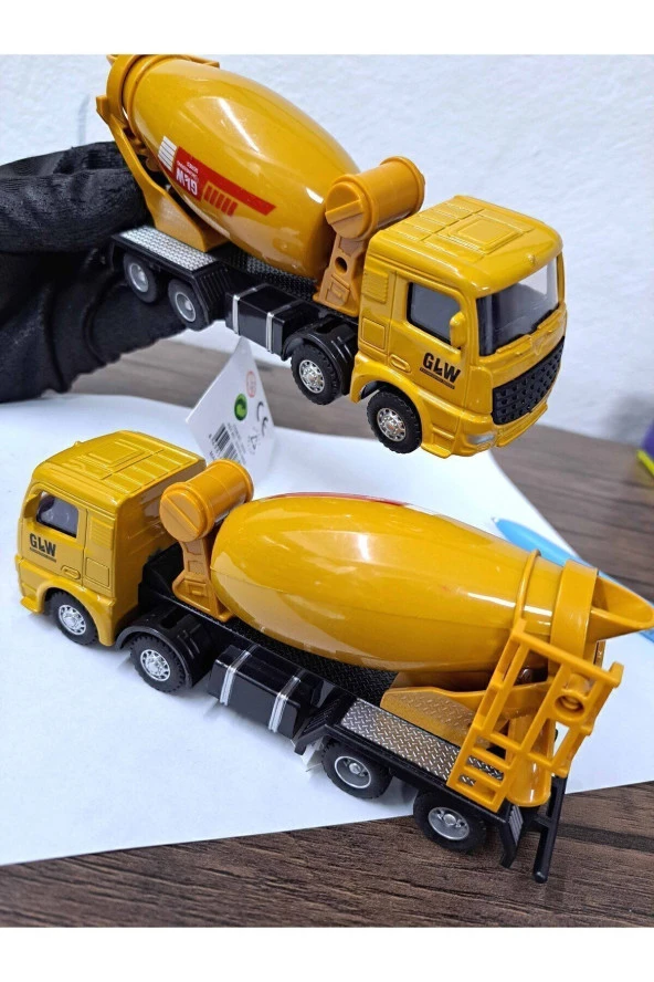 Oyuncak Mikser Araç Çimento Kamyonu Metal Kafa 8 tekerli Araba 16x5,3cm iş Makinası