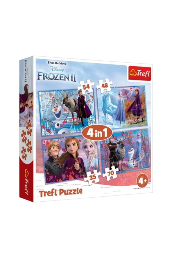 Puzzle 4 In 1 (35 48 54 70 PARÇA) (28,5 X 20,5 CM) Journey Into The Unknown Frozen 34323 Yapboz