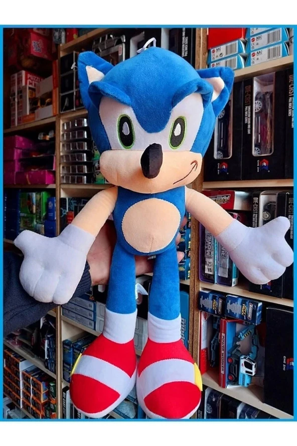 Sonıc Peluş 45 Cm Büyük Boy Oyuncak Sonic Yurtdışı Orjinal Sonik Hediye Paketlidir