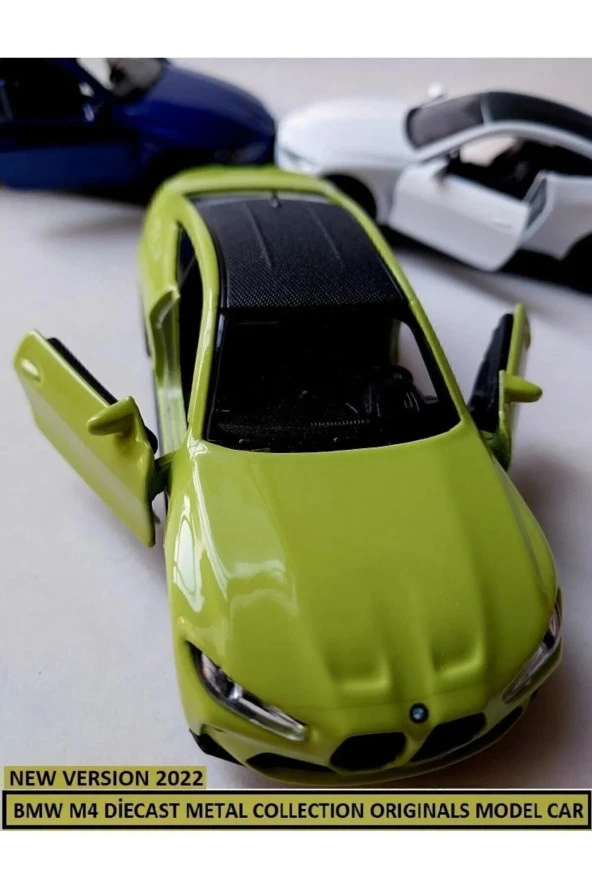 Bmw M4 Yeni 2022 Kasa 1.36 Diecast Orjinal Metal Araba Pullback Kapıları Açılır Yeşil