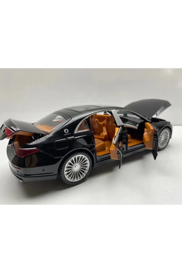 Diecast Metal Araç Mercedes S600L Kapıları Açılır Çek Bırak Oyuncak Model Araba Sesli Işıklı 22cm