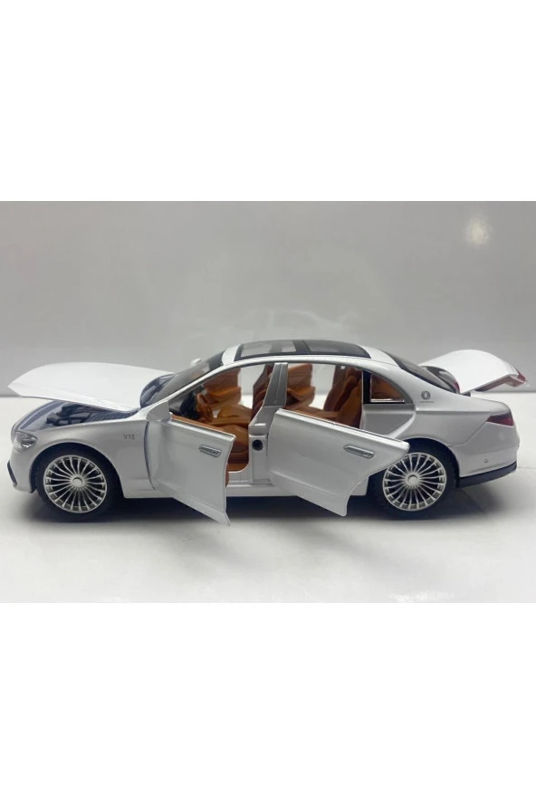 Mercedes S600 Metal Araba 22 Cm Sesli Işıklı Oyuncak Demir Model Araç Diecast, Çek Bırak