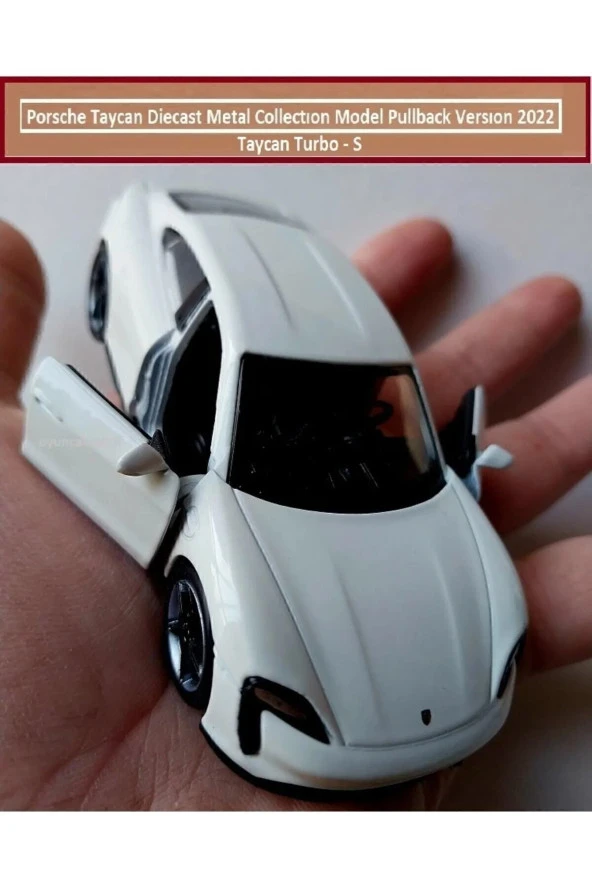 Porsche Taycan Turbo S Kasa 1.36 Diecast Orjinal 2022 Metal Araba Pullback Kapıları Açılır