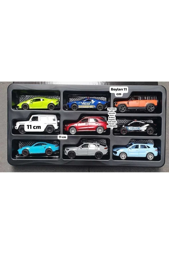 Oyuncak Metal Arabalar Diecast Brabus G500 Porsche Ferrari Bmw Lamborghini 9 Adet Koleksiyon - 2