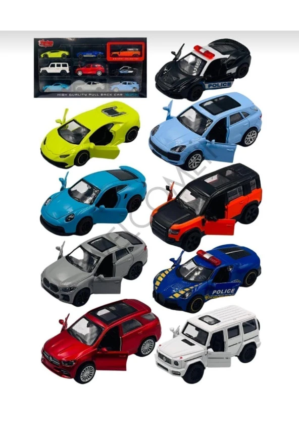 Oyuncak Metal Arabalar Diecast Brabus G500 Porsche Ferrari Bmw Lamborghini 9 Adet Koleksiyon - 3
