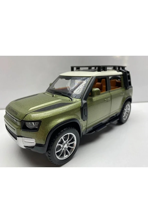 Land Lover Defender Jip Diecast Metal Oyuncak Model Araba 20 Cm Sesli Işıklı Kaput Bagaj Açılabilir