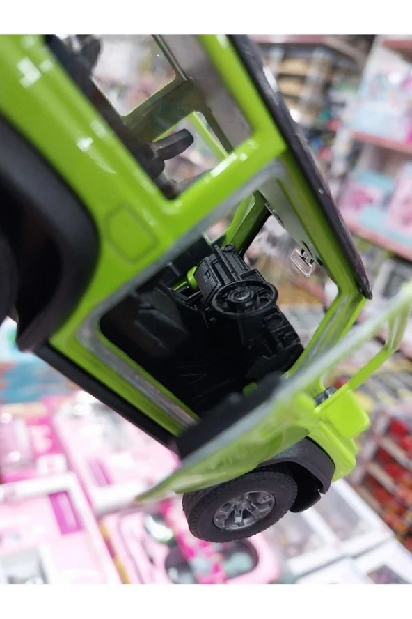 SUZUKİ JİMNİ MODEL JİP 1.36 SCALE DİECAST ORİJİNAL METAL ARABA JIMNI KAPI AÇILIR ÇEKBIRAK YEŞİL - 2