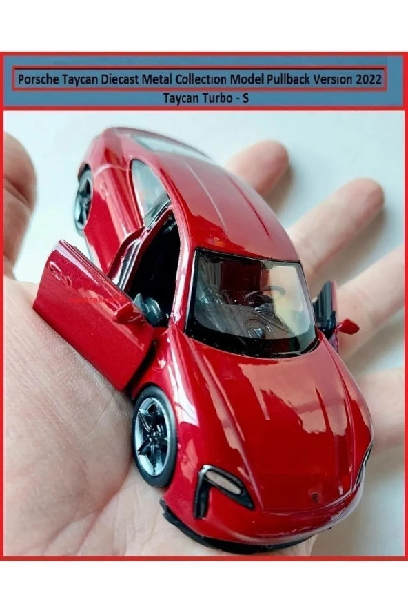Porsche Taycan Turbo S Kasa 1.36 Diecast Orjinal 2022 Metal Araba Pullback Kapıları Açılır - 3