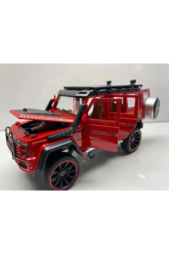 Mercedes G Jip Diecast Metal Model Oyuncak Araba 23 Cm Sesli Işıklı Kaput Bagaj Kapılar Açılabilen - 2