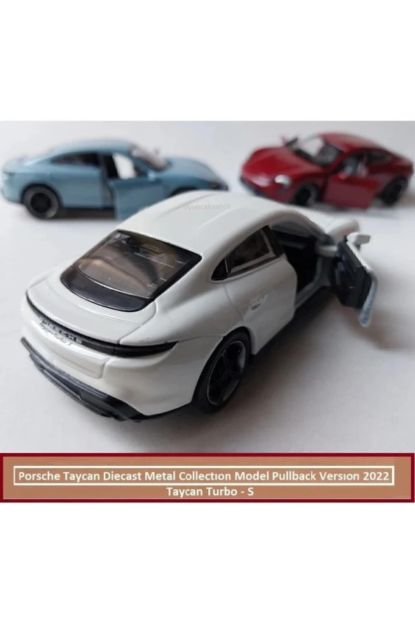 Porsche Taycan Turbo S Kasa 1.36 Diecast Orjinal 2022 Metal Araba Pullback Kapıları Açılır - 4