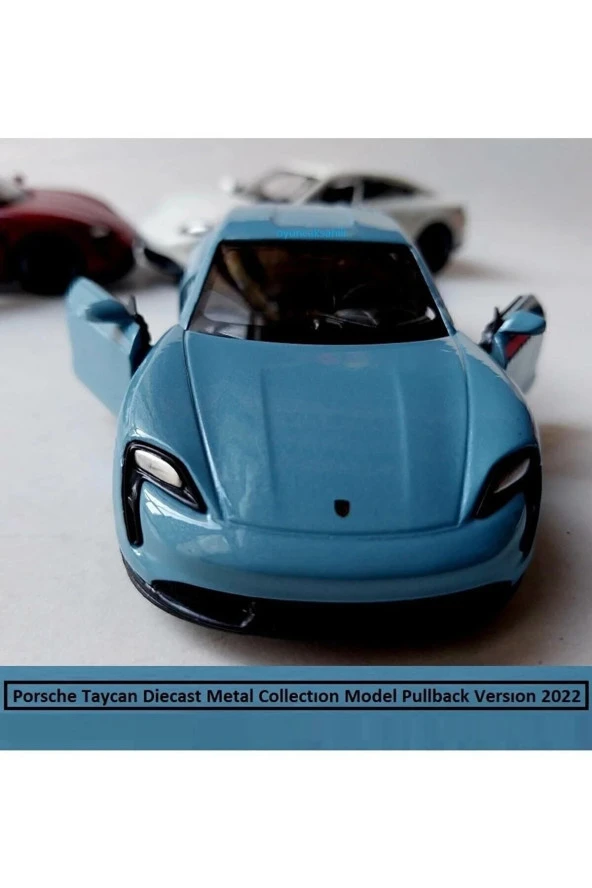Porsche Taycan Turbo S Kasa 1.36 Diecast Orjinal 2022 Uyumlu Metal Araba Pullback Kapıları Açılır - 4