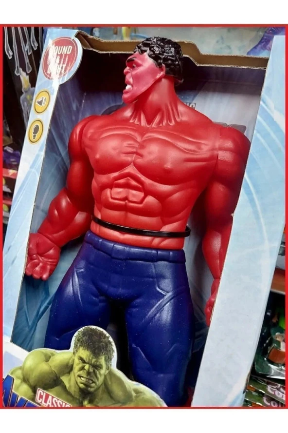 Hulk Işıklı Sesli Büyük Boy Oyuncak Kızıl Hulk Avengers 30cm Kol Bacak Hareketli