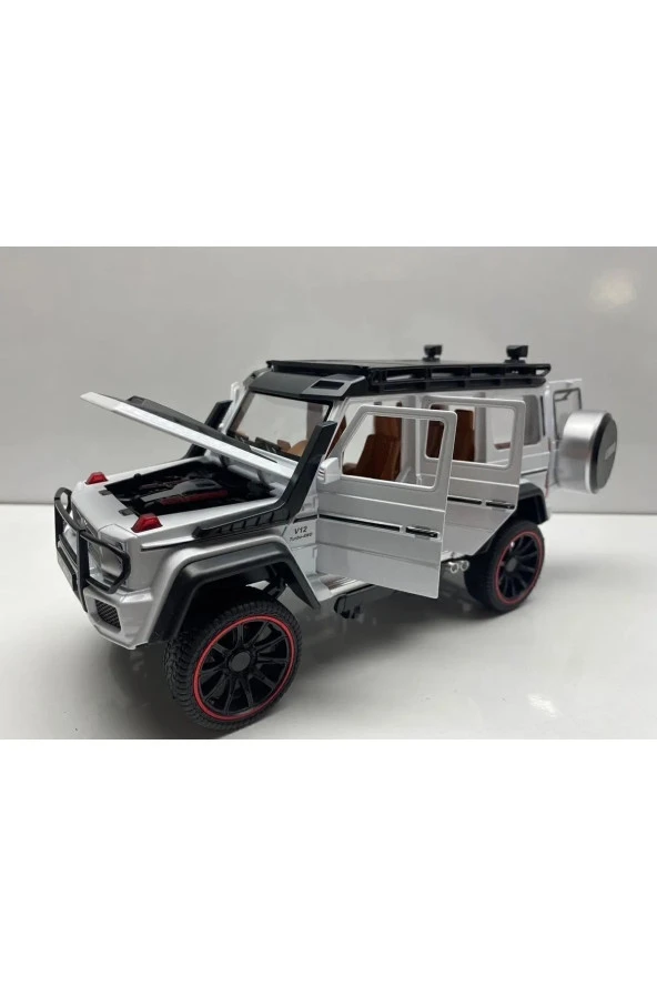 Mercedes G Jip Diecast Metal Model Oyuncak Araba 23 Cm Sesli Işıklı Kaput Bagaj Kapılar Açılabilen - 4