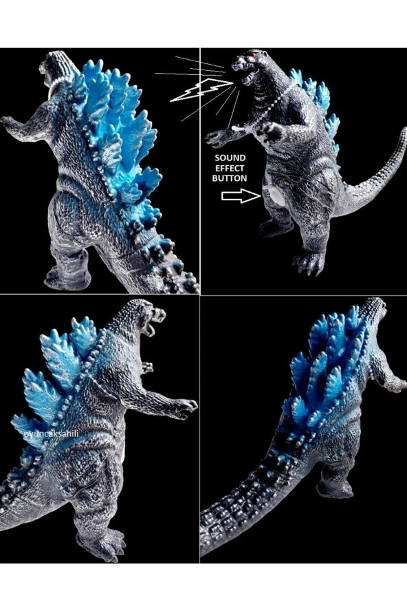 Godzilla Ses Efekti 25x15.5cm Dinazor Kırılmaz Oyuncak Dinozor Godzila Piller Dahil - 2