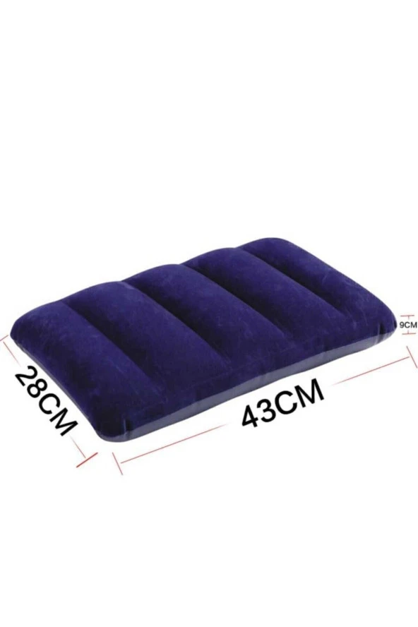2 Şişme Yastık Birden Yumuşak Dokulu Kamp Piknik Yastığı - Minderi 43 X 28x 9 Cm.