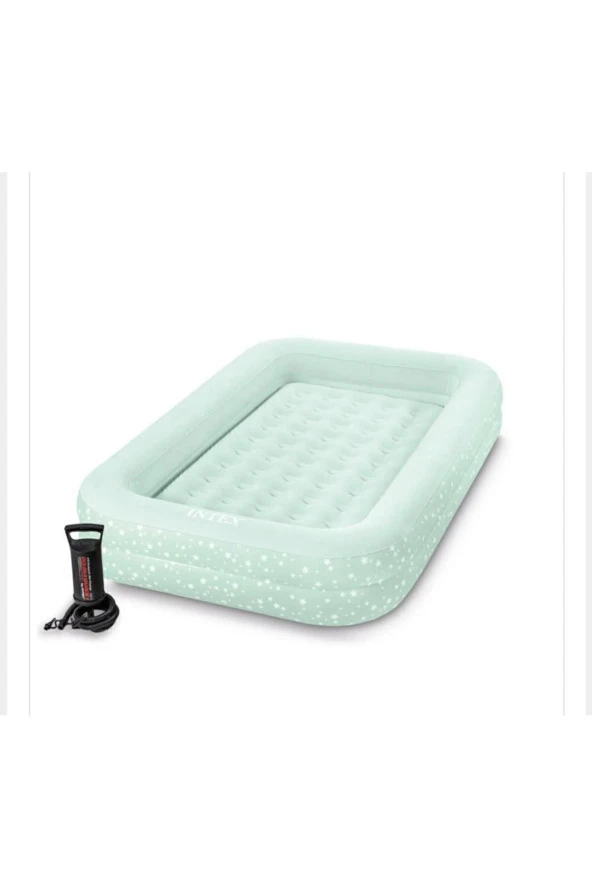 Şişme Çocuk Yatağı Seyahat Tatil Otel Şişme Hava Yatak Seti Yıldız Desenli Çadır Kamp Yatağı - 3