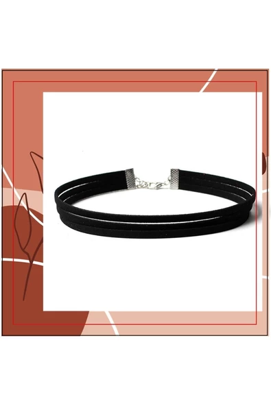 Siyah Renk Süet Kadın Choker Kolye - 2