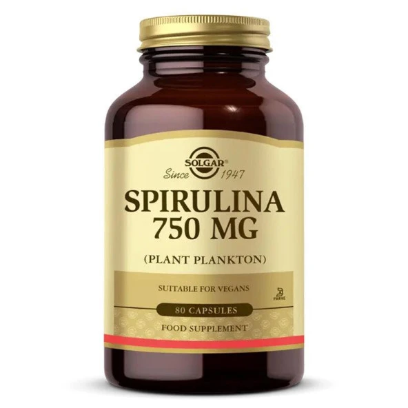 Solgar Spirulina 750 mg 80 Kapsül - Diş Beyazlatıcı Köpük Hediye