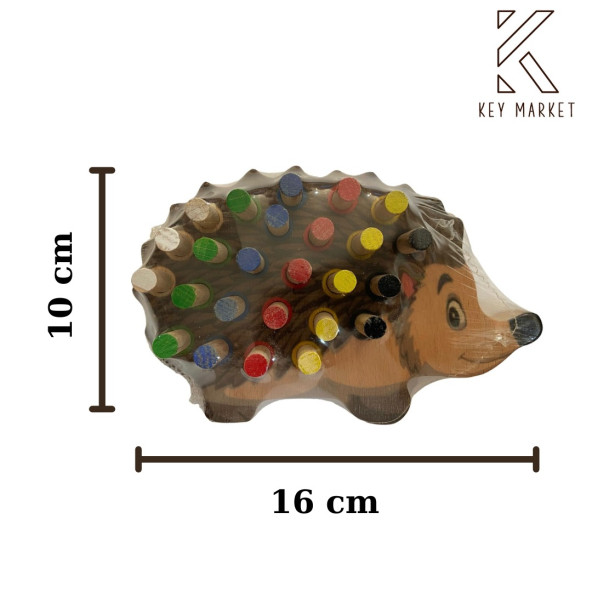 Eğitici Montessori Ahşap Oyuncak Renkli Tak Çıkar Ahşap Kirpi Oyuncak - 2