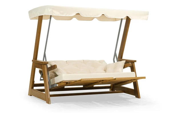 Ahşap Bahçe Salıncağı Sunova Iroko Yataklı ve Ayak Sehpalı - 3