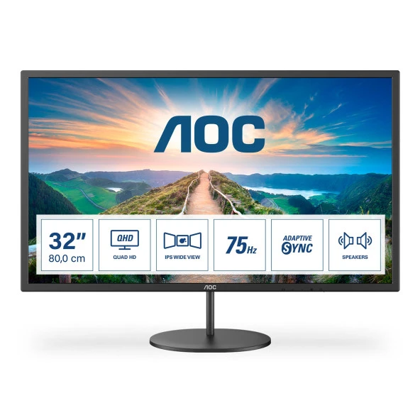 AOC Q32V4 31.5" 75Hz 4Ms HDMI+DP QHD FreeSync IPS Vesa Monitör