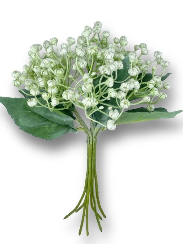 Nettenevime Yapay Çiçek Plastik Beyaz Cipso Tohumcuk Demeti 5 Dallı Gelin Çiçeği Ve Aranjman Aradal Çiçeği 30cm