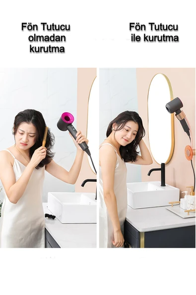 Duvar Monteli Saç Kurutma Makinesi Tutucu – Esnek Bükülebilir Universal 1 Kademeli Sabitleyici Aparat - 3