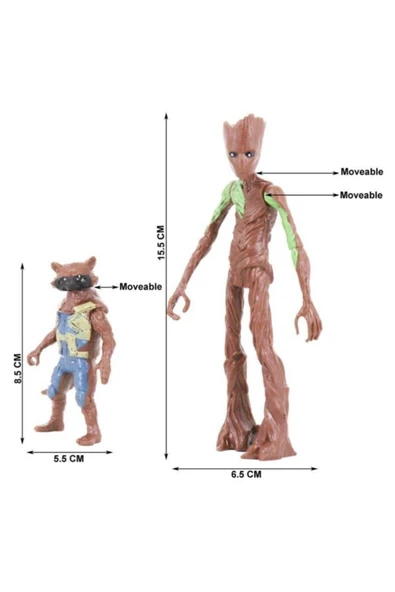 Bambam Avengers Yenilmezler Figür Oyuncak Groot & Roket Rakun 16 Cm. - 2