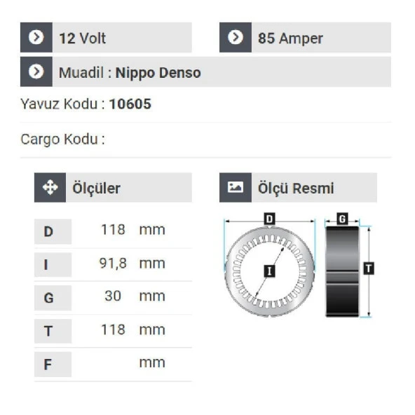 NURSAN 161812 Palio Siena Multijet Kapaklı Statör